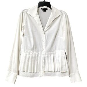 Anthropologie Paperwhite White Blouse Romantic Pleats Size 2